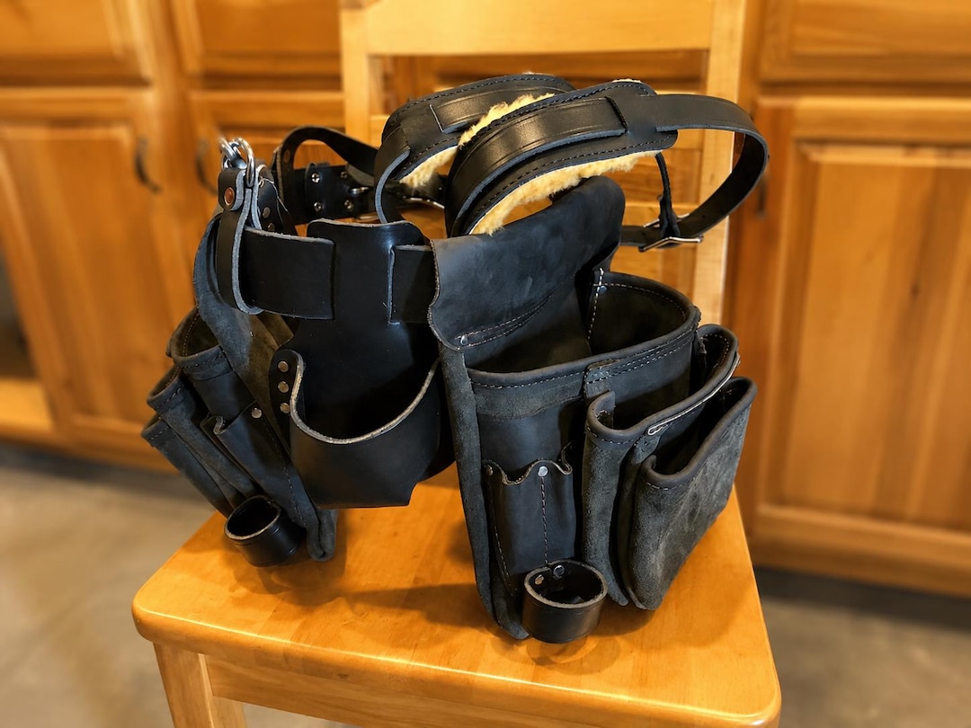 Toolland Werkzeug-Gürteltasche, Nylon, mit Nieten verstärkt, Schlaufen, viele Fächer, Hammerhalter, Schwarz/Rot Toolland Werkzeug-Gürteltasche, Nylon, mit Nieten verstärkt, Schlaufen, viele Fächer, Hammerhalter, Schwarz/Rot