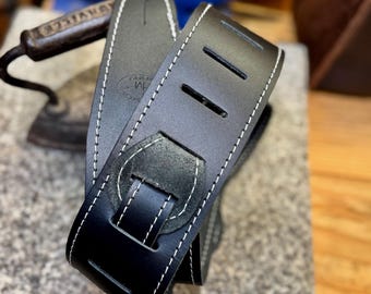 Lightweight Leather Guitar Strap - Big and Tall - Full Grain Leather, Made in USA