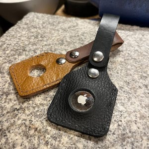 Leather Air Tag Holder - For Keychains, Toolbelts, Tools, Luggage. - Full Grain Leather - Made in USA - Handmade