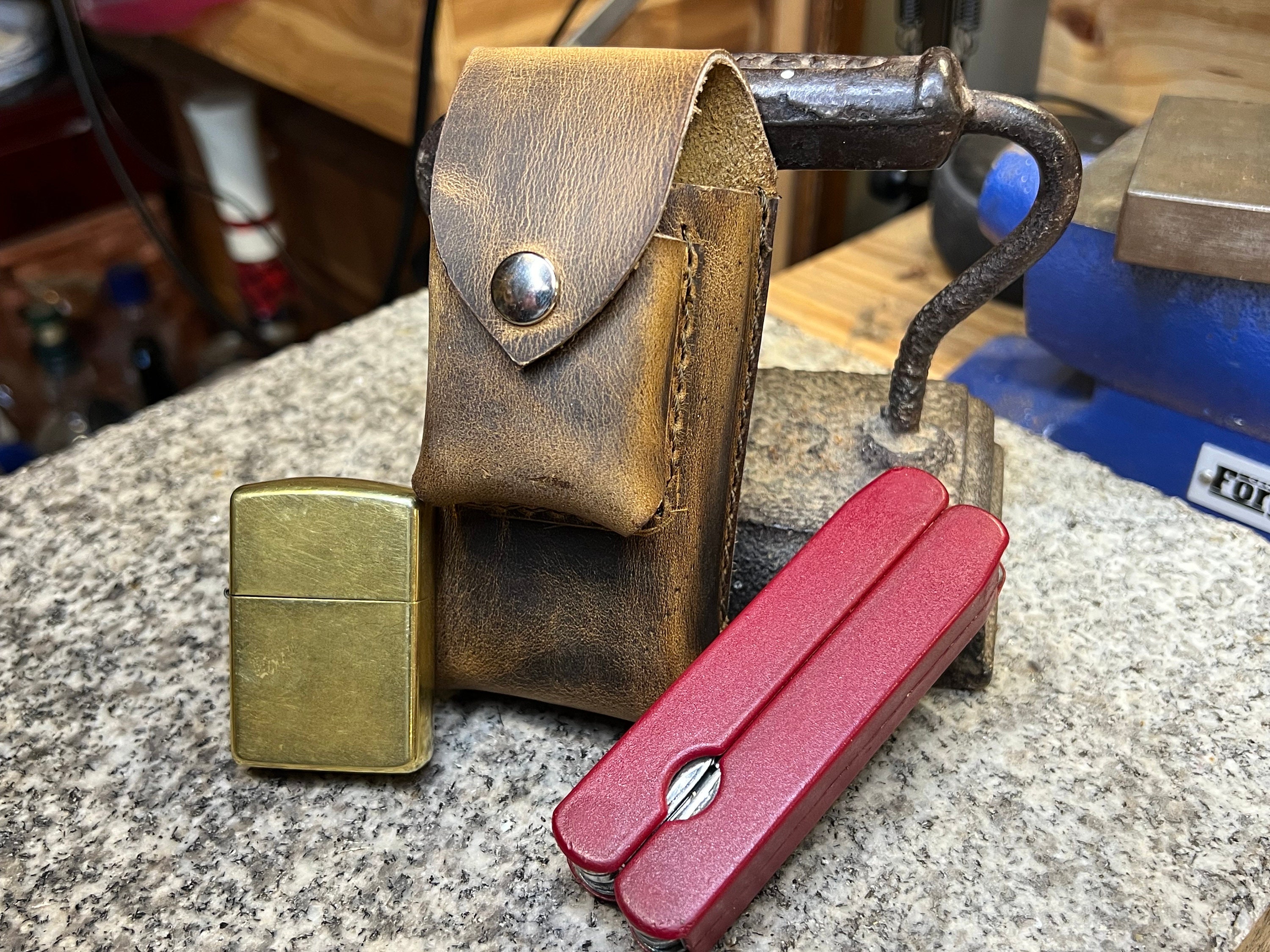 Leather Multi Tool Case With Zippo Holder for Belt Leather Multi Tool Case With Zippo Holder for Belt