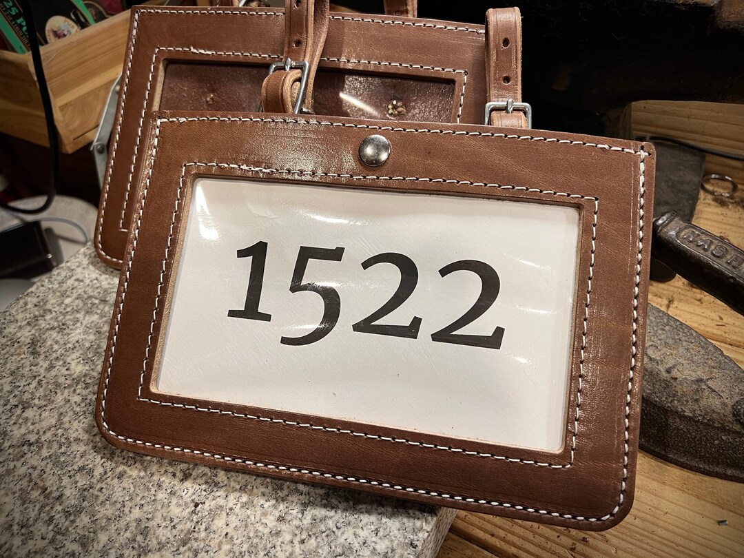 Leather Horse Show Number Holders Set Of 2 Amish Handmade Full Grain 