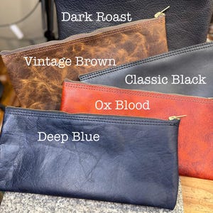Leather Money Bag, Bank Bag, Solid Brass Zipper, Handmade Cash Storage Pouch, Full Grain Buffalo Leather, Personalized, Made in USA