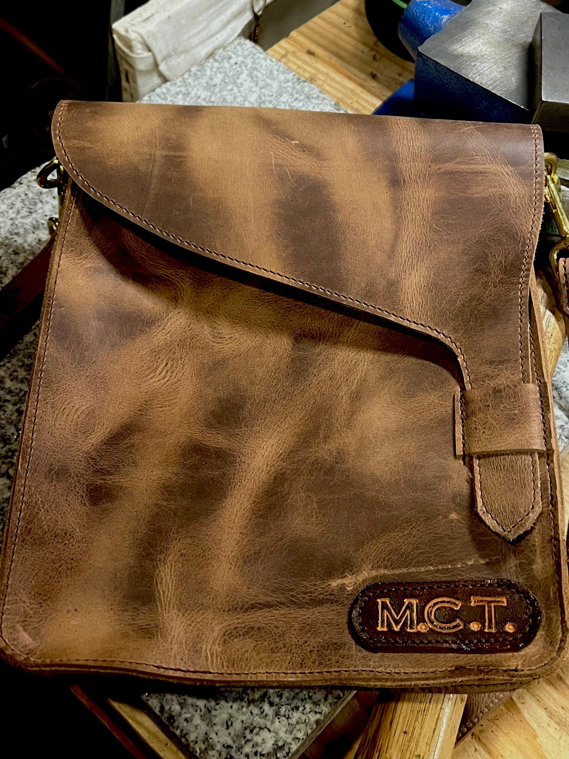 Leather Cross Body Messenger Bag / Satchel / in Deluxe Brown Oiled Leather