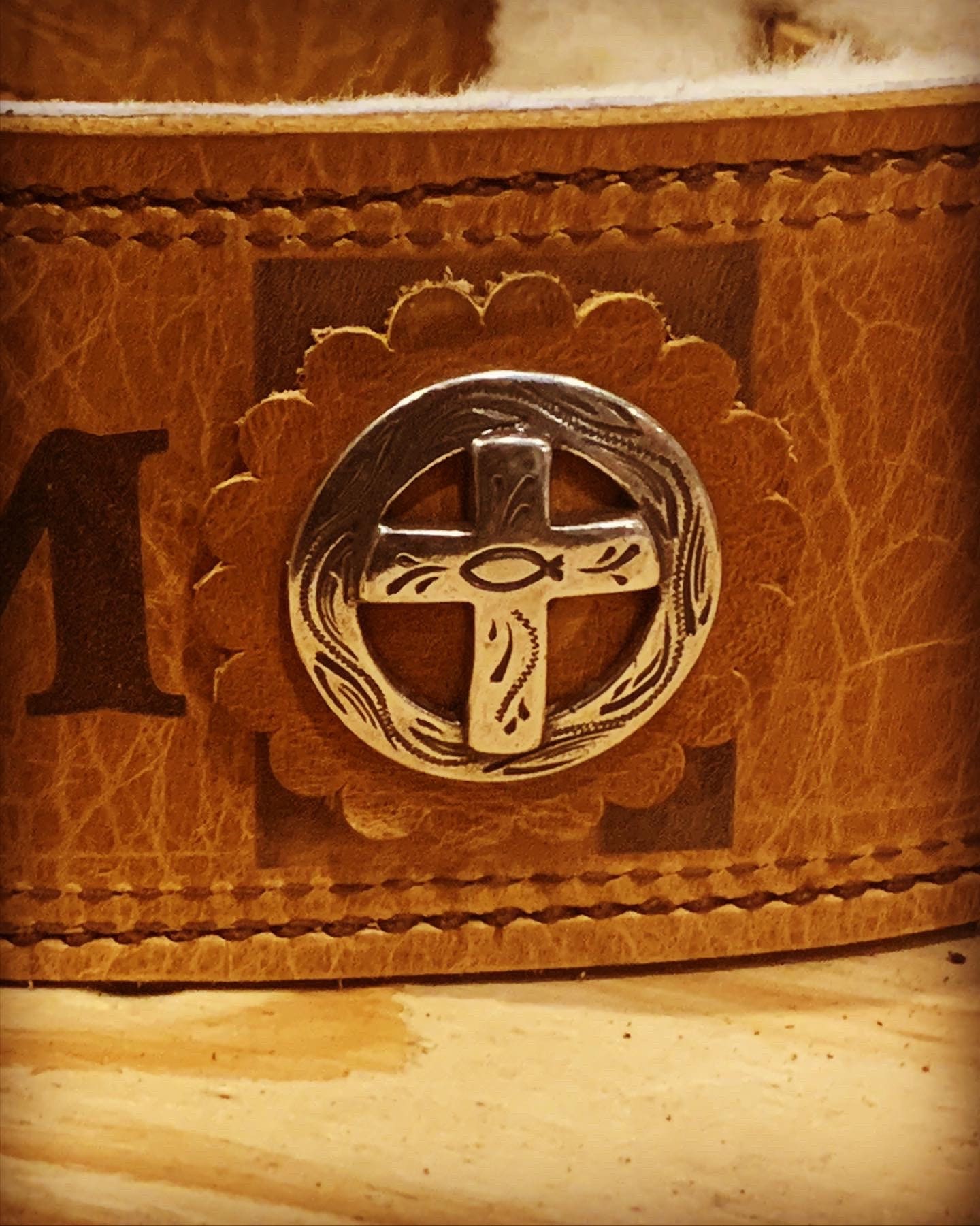 Custom Leather Guitar Strap Christian