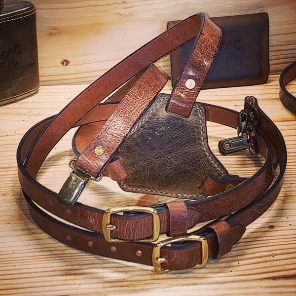 Handmade Leather Dress Suspenders, Full Grain Leather, Buffalo, Made in USA