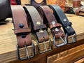 Leather Belt, 1.5” Width, Buffalo Full Grain Leather Removable Buckle, Amish Handmade, Made in USA