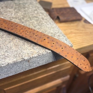 Ostrich Leather Belt for Men, 1.5” Handmade Full Grain Leather, Changeable Buckle, Made in USA