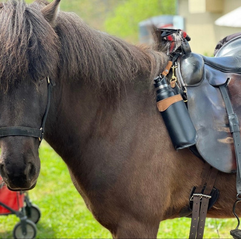 Flaschenhalter aus Leder, handgefertigte Satteltasche von Amish, braun, schwarz, grün, hergestellt in den USA, optionaler Spanngurt, kostenloser Versand Bild 2