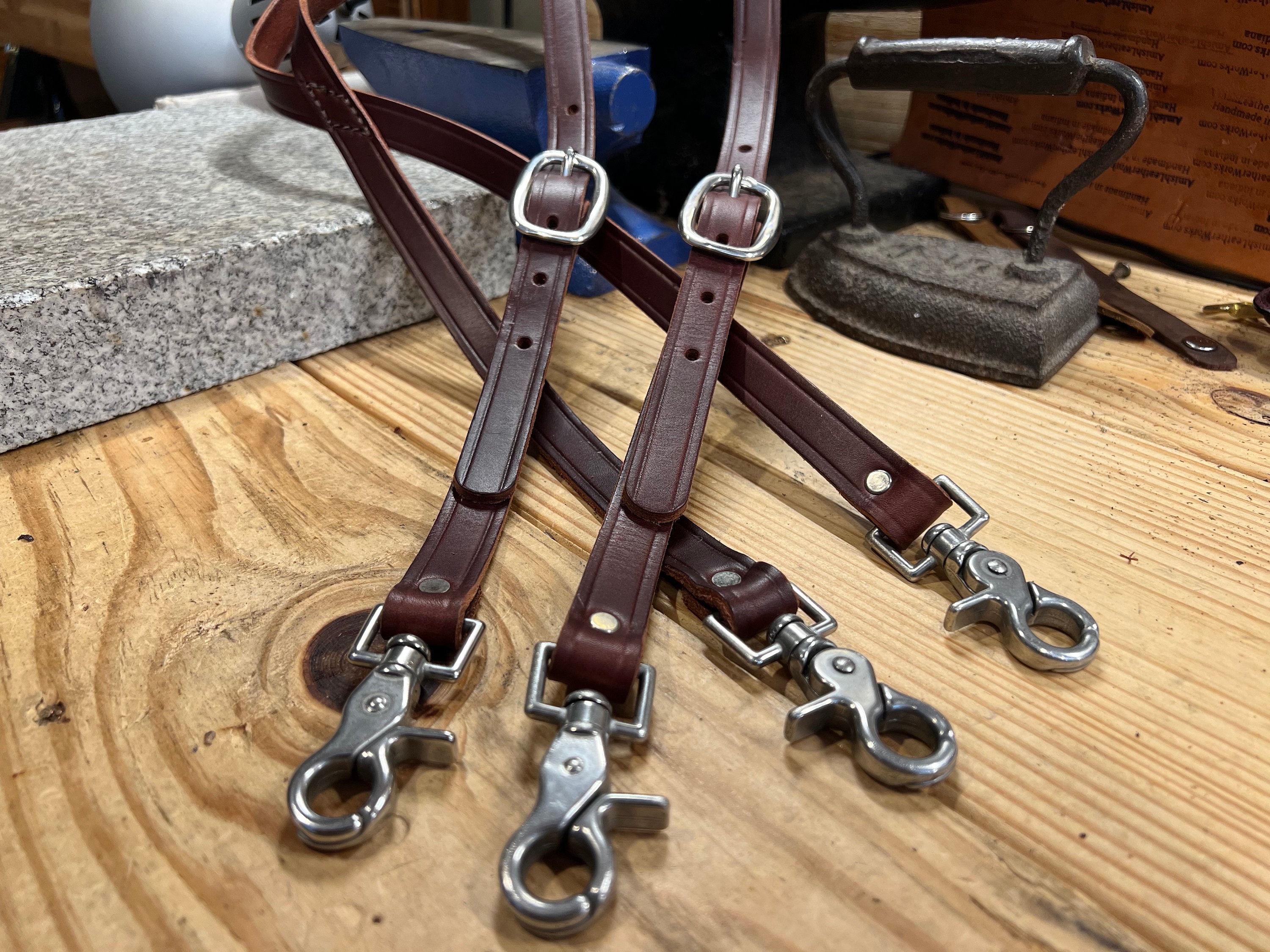 Handmade Leather Suspenders, Full Grain Leather with Clips or Belt Loops, Amish Made in USA