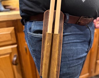 Leather Concert Drumstick Holster, Belt Clip, Handmade Full Grain Holder, Made in USA
