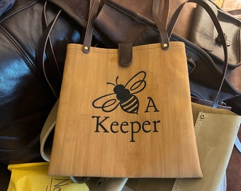 Beekeeper Bag / Satchel from Leatherette with Real Leather Straps - Handmade - Made in USA - Beekeeper Gift