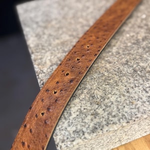 Ostrich Leather Belt for Men, 1.5” Handmade Full Grain Leather, Changeable Buckle, Made in USA