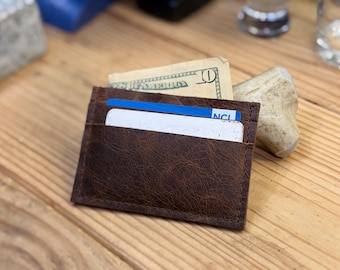 Leather Wallet - Slim - Buffalo Leather, Minimalist Wallet, Amish Handmade Full Grain Leather, Made in USA, Front Pocket Wallet