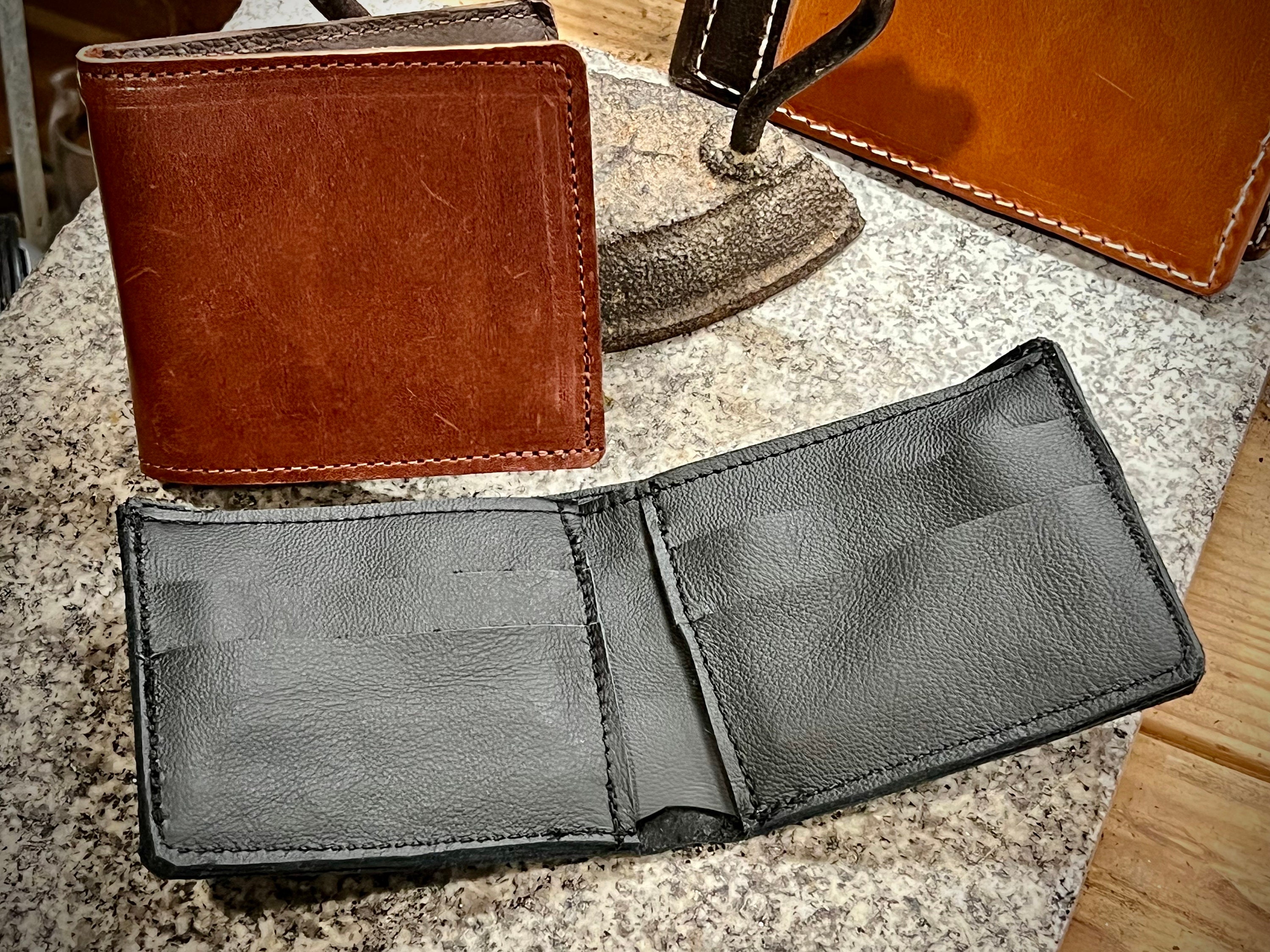 Leather Bifold Wallet - English Bridle Leather Brown or