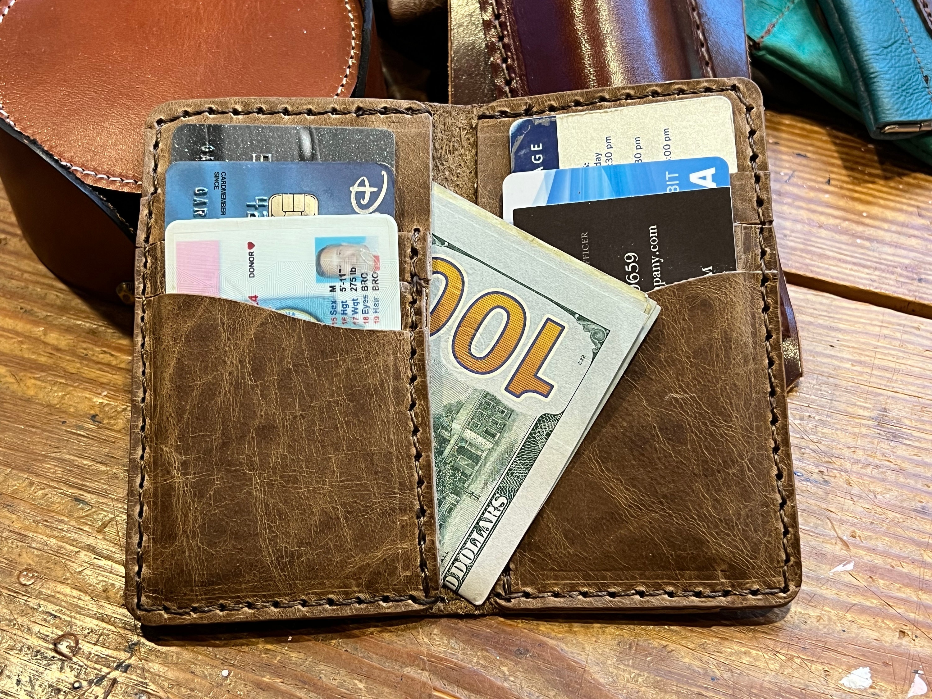 人気ブランドからコーディネートを探す Buffalo Leather Etsy - Shipping Free Wallet, Pocket Front USA, in Made Leather, Grain  Full Handmade Amish Wallet, Minimalist Bifold Holder, Card 小物