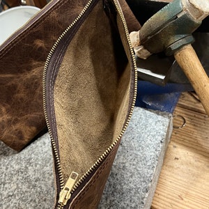 Leather Money Bag, Personalized Bank Bag, Handmade Cash Pouch, Full Grain Leather, Made in USA