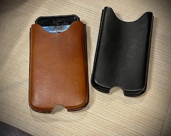 Buffalo Leather Phone Sleeve for Belt / Slot Holster - No Flap / Belt Clip - Made in USA - Free Shipping