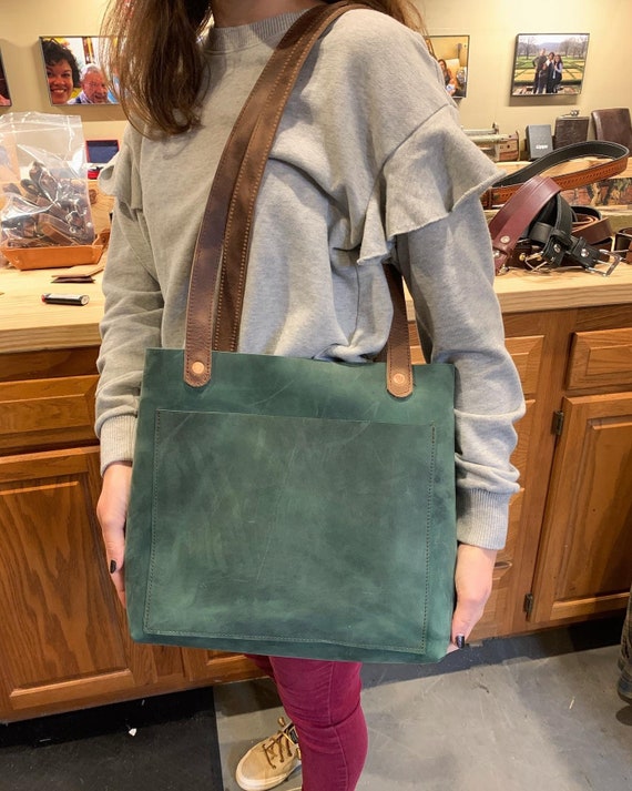 Canvas Tote Bag With Leather Trim