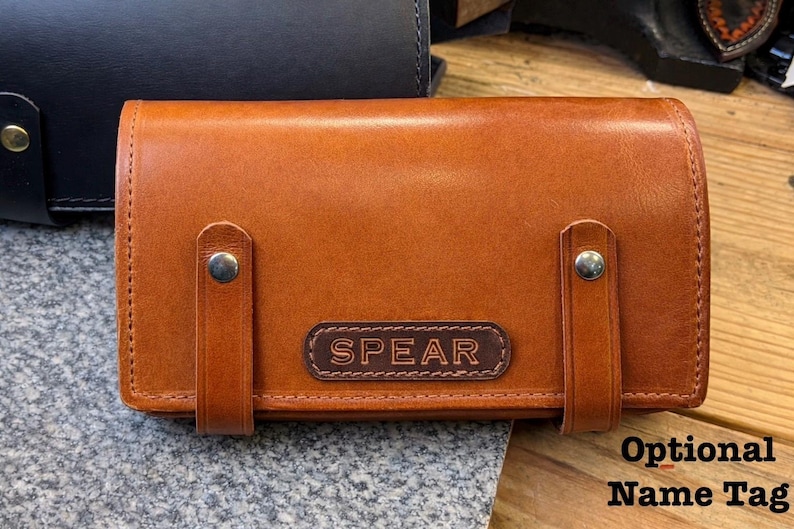 Estuche de cuero hecho a mano para armónica, funda personalizada de cuero de grano completo, EE. UU. imagen 12