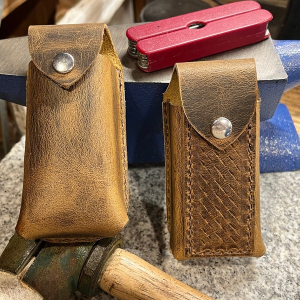 Caja de herramientas múltiples de cuero personalizado / soporte de cuero para cinturón - marrón vintage hecho a mano - hecho en EE.UU. - envío gratuito - Amish hecho a mano