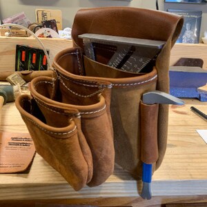 Handmade Leather Tool Belt, Suspenders, Nail Bags, Full Grain, Made in USA