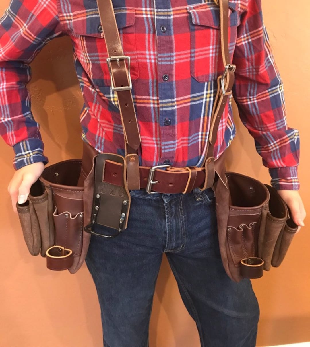 Trutuch Maroon Leather Tool Belt, 17 Pockets, Tool Pouch, Drywall Tool  Belt, Carpenter Tool Bag, Leather Tool Belts for Men, Construction, Framers