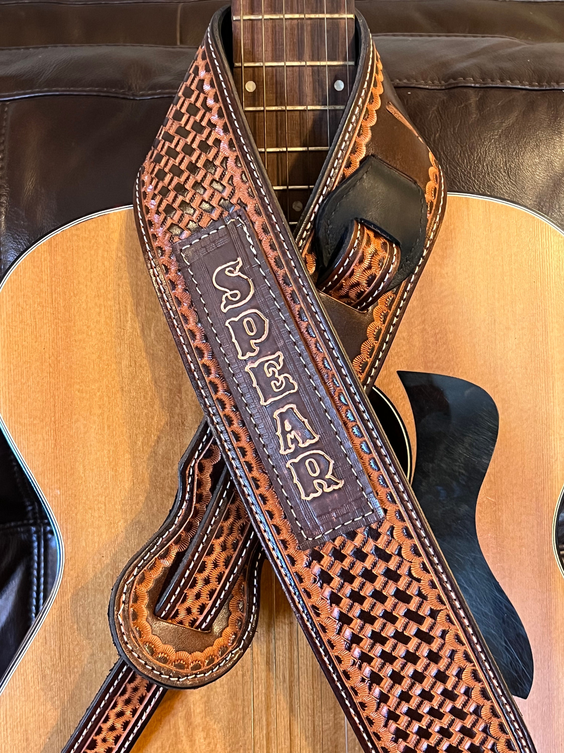 Leather Guitar Strap, Deluxe Hand Tooled Basket Weave, Personalized Wool Padded, Amish Handmade, Gift for Guitar Player, Made in USA - Etsy Leather Guitar Strap, Deluxe Hand Tooled Basket Weave, Personalized Wool Padded, Amish Handmade, Gift for Guitar Player, Made in USA - Etsy