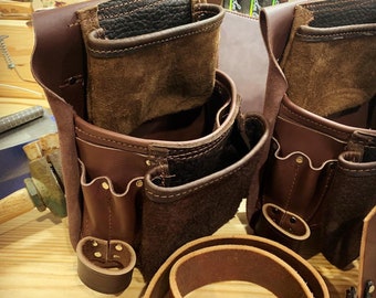 Cinturon de herramientas de cuero Bolsa de unas de grano completo para carpintero profesional Funda y tirantes para taladro opcionales Amish hecho a mano Hecho en EE. UU. Etsy Mexico