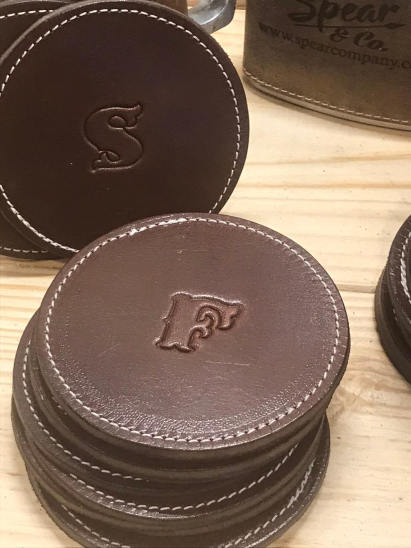 Leather Coasters Personalized Free Shipping Brown or Etsy