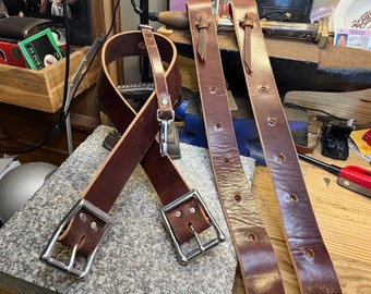 Leather Back Cinch Set Complete with Billets for Saddle, Full Grain Leather, Handmade, Made in USA, Free Shipping, Horse Tack Equipment