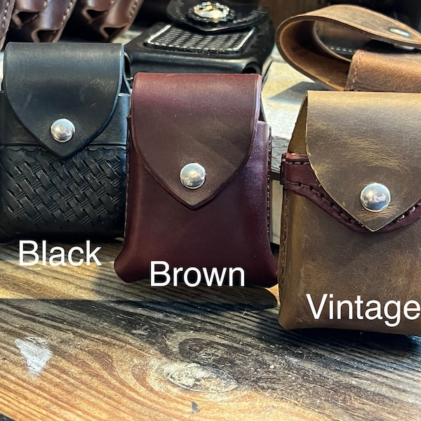 Insulin Pump Case for Belt, Leather Meter Holster, Handmade Full Grain Leather, Made in USA, Free Shipping, Amish Craftsmanship