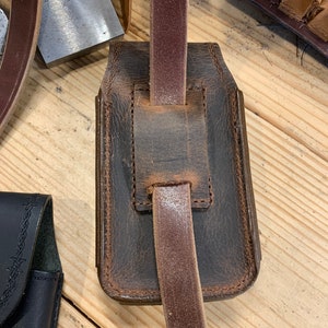 Leather Phone Case for Work Suspenders / Buffalo Leather Holster ...
