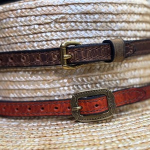 Leather Hat Band, American Bison Leather, Historic, Handmade Traditional, Conchos, Amish Made in USA
