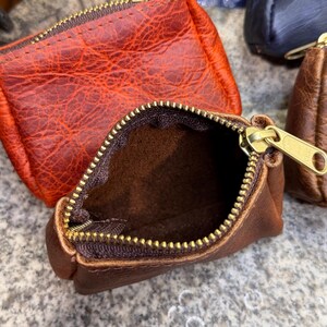 Leather Coin Purse, American Bison Leather Handmade Full Grain Amish Made in USA