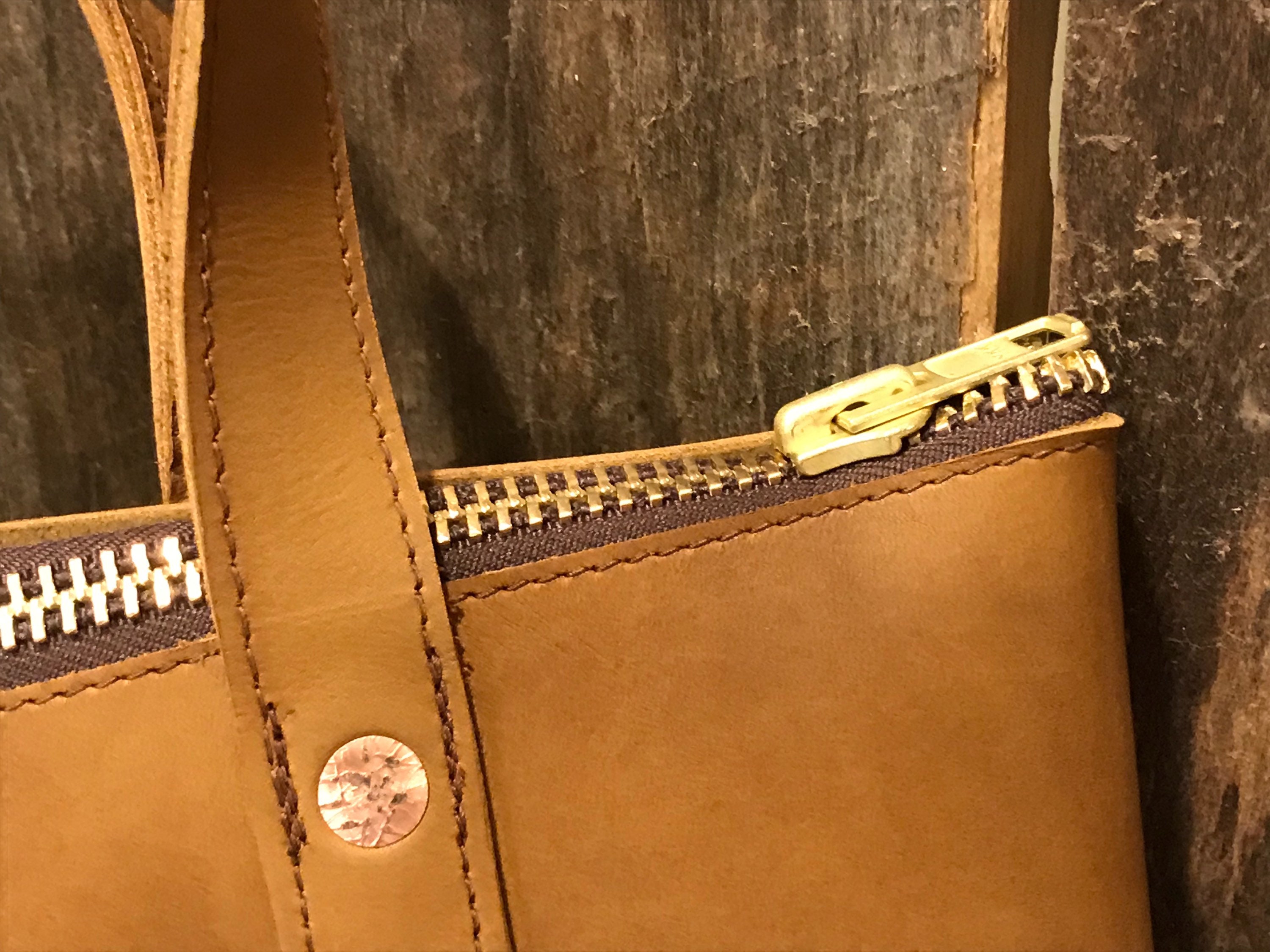 Leather Purse / Tote Bag with Zipper Free Shipping Amish Handmade