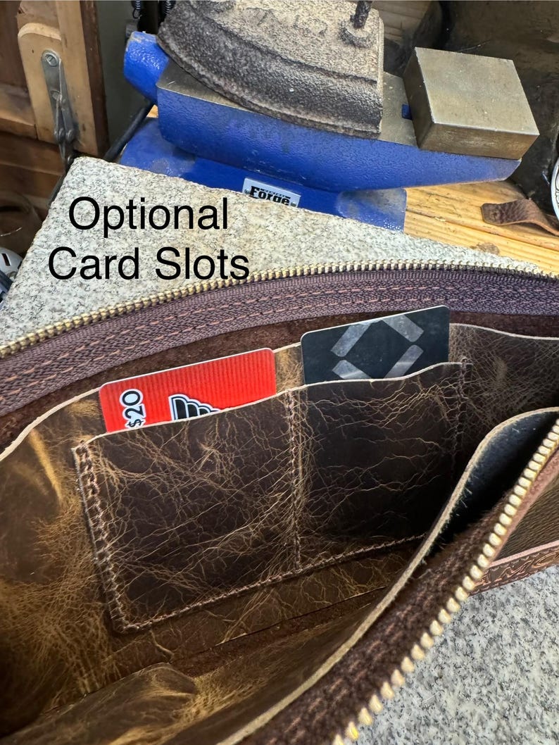 Leather Money Bag, Personalized Bank Bag, Handmade Cash Pouch, Full Grain Leather, Made in USA