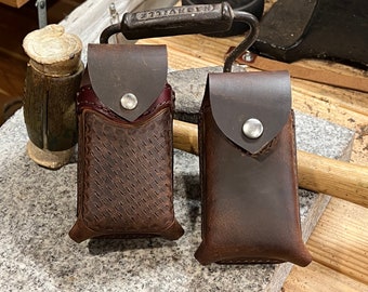 Buffalo Leather Phone Case - for Compact Phones and Folding Phones - Made in USA - Magnetic or Snap Closure