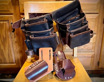Handmade Leather Tool Belt, Deluxe Full Grain Premium Nail Bags, Made in USA