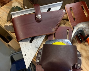 Speed Square Holder, Handmade Full Grain Bridle Leather, Amish Craftsmanship, Made in USA