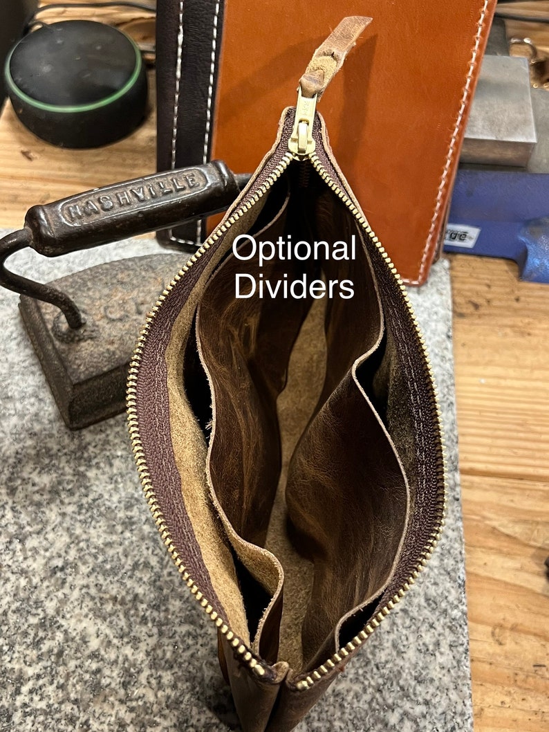 Leather Money Bag, Personalized Bank Bag, Handmade Cash Pouch, Full Grain Leather, Made in USA
