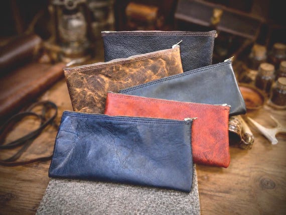 Handmade Leather Money Bag, Personalized Bank Bag, Full Grain Leather, Amish Made in USA