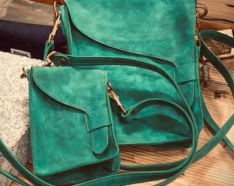 emerald green leather bag