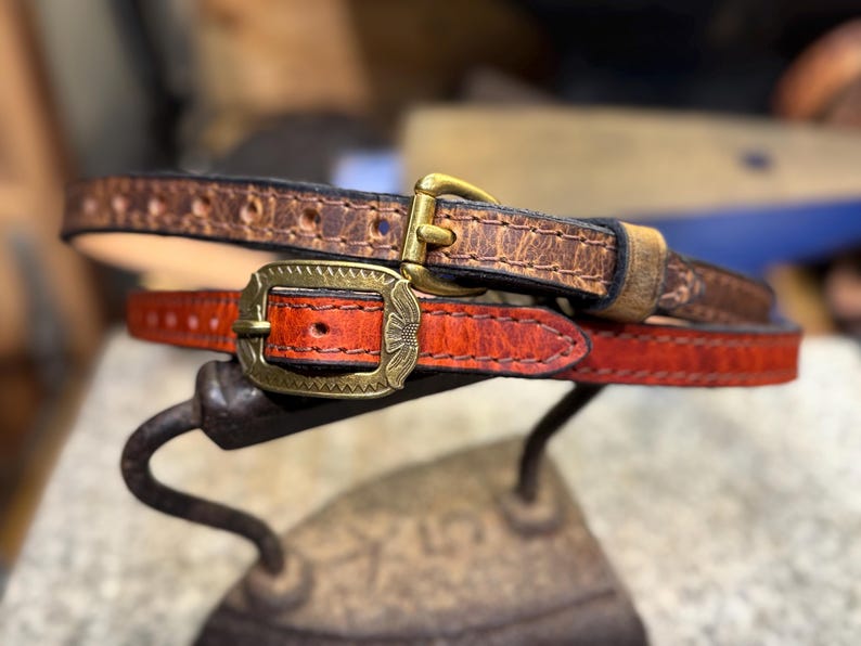 Leather Hat Band, American Bison Leather, Historic, Handmade Traditional, Conchos, Amish Made in USA