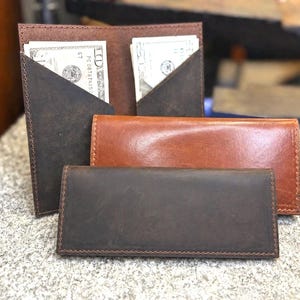 Handmade Leather Cash Wallet, Executive Long Bifold, Full Grain Leather, Personalized, Made in USA