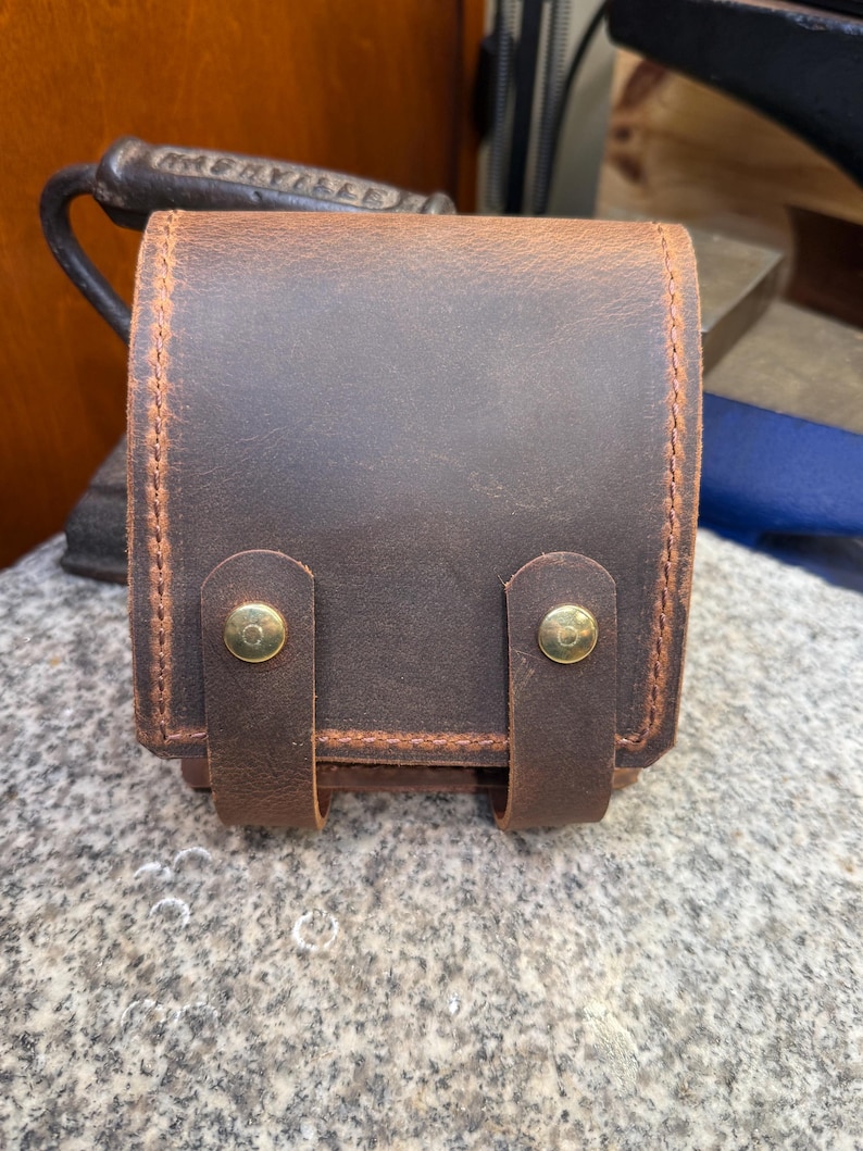 Estuche de cuero hecho a mano para armónica, funda personalizada de cuero de grano completo, EE. UU. imagen 14