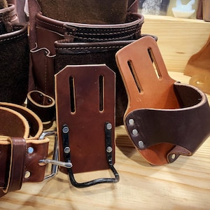 Leather Tool Belt, Professional Carpenter Full Grain Nail Pouch, Optional Drill Holster, Suspenders, Amish Handmade, Made in USA