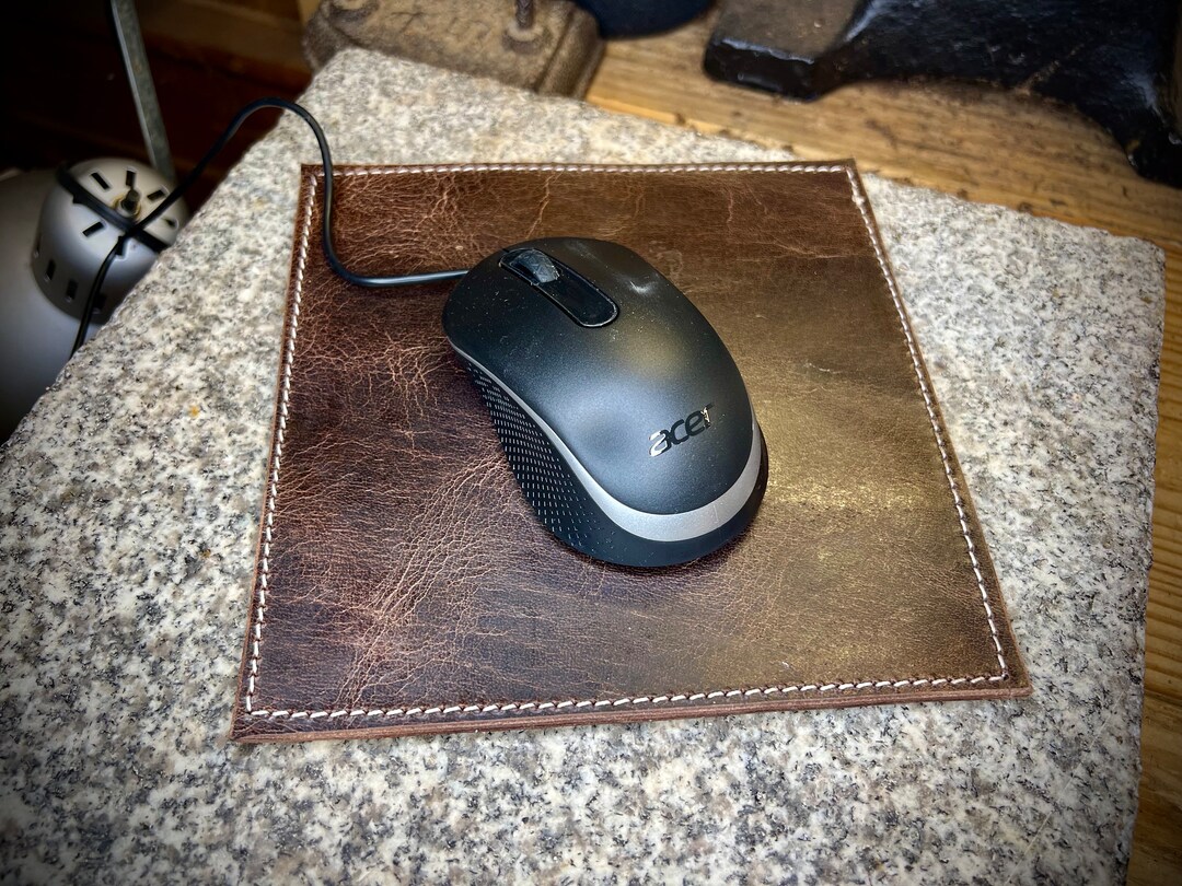 Leather Mouse Pad Handmade Buffalo Full Grain Leather Computer Mouse
