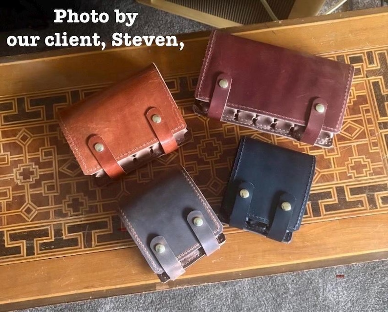 Estuche de cuero hecho a mano para armónica, funda personalizada de cuero de grano completo, EE. UU. imagen 18