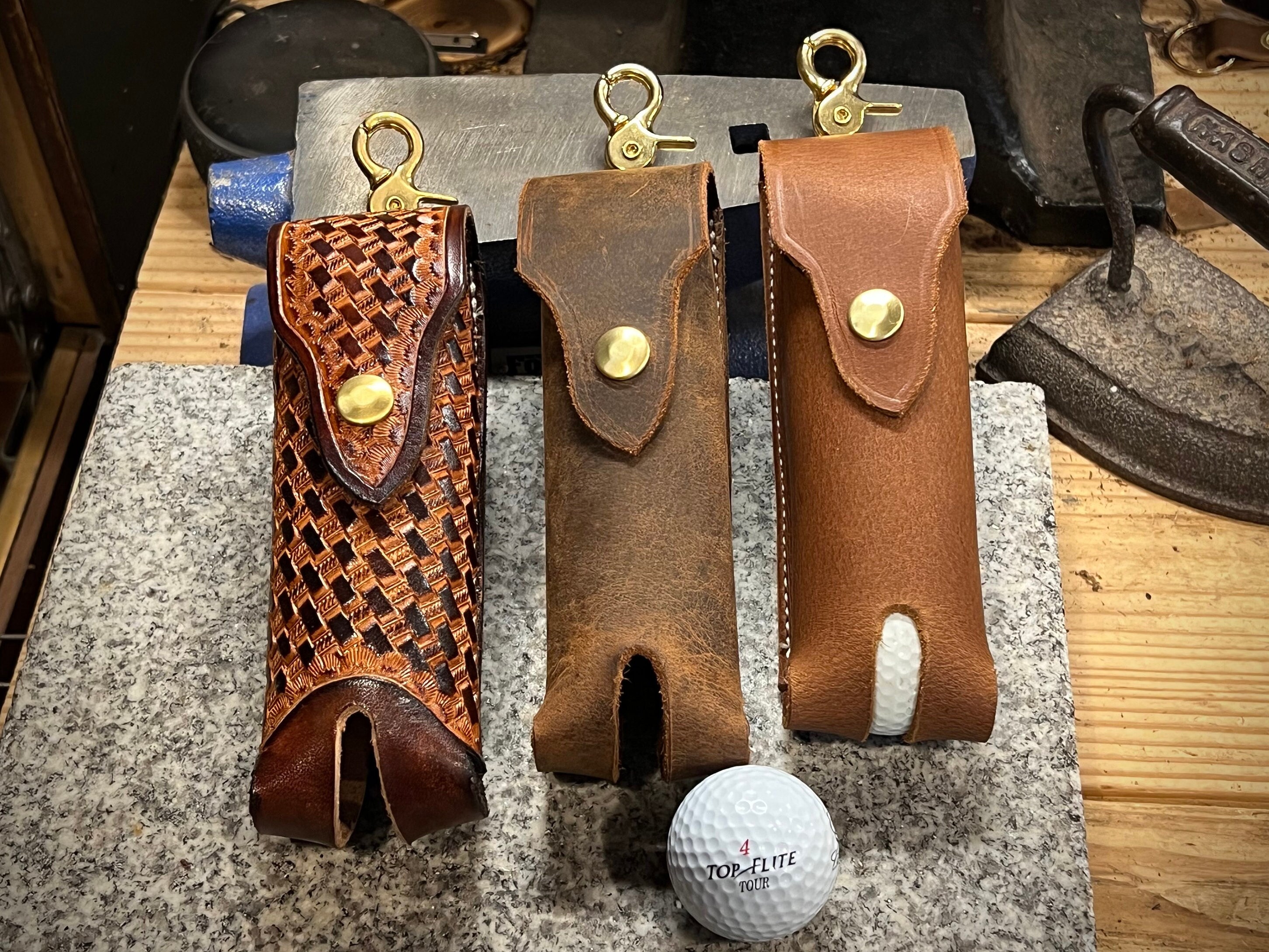 Genuine Vintage Leather Golf Ball Bag Golf Ball Pouch