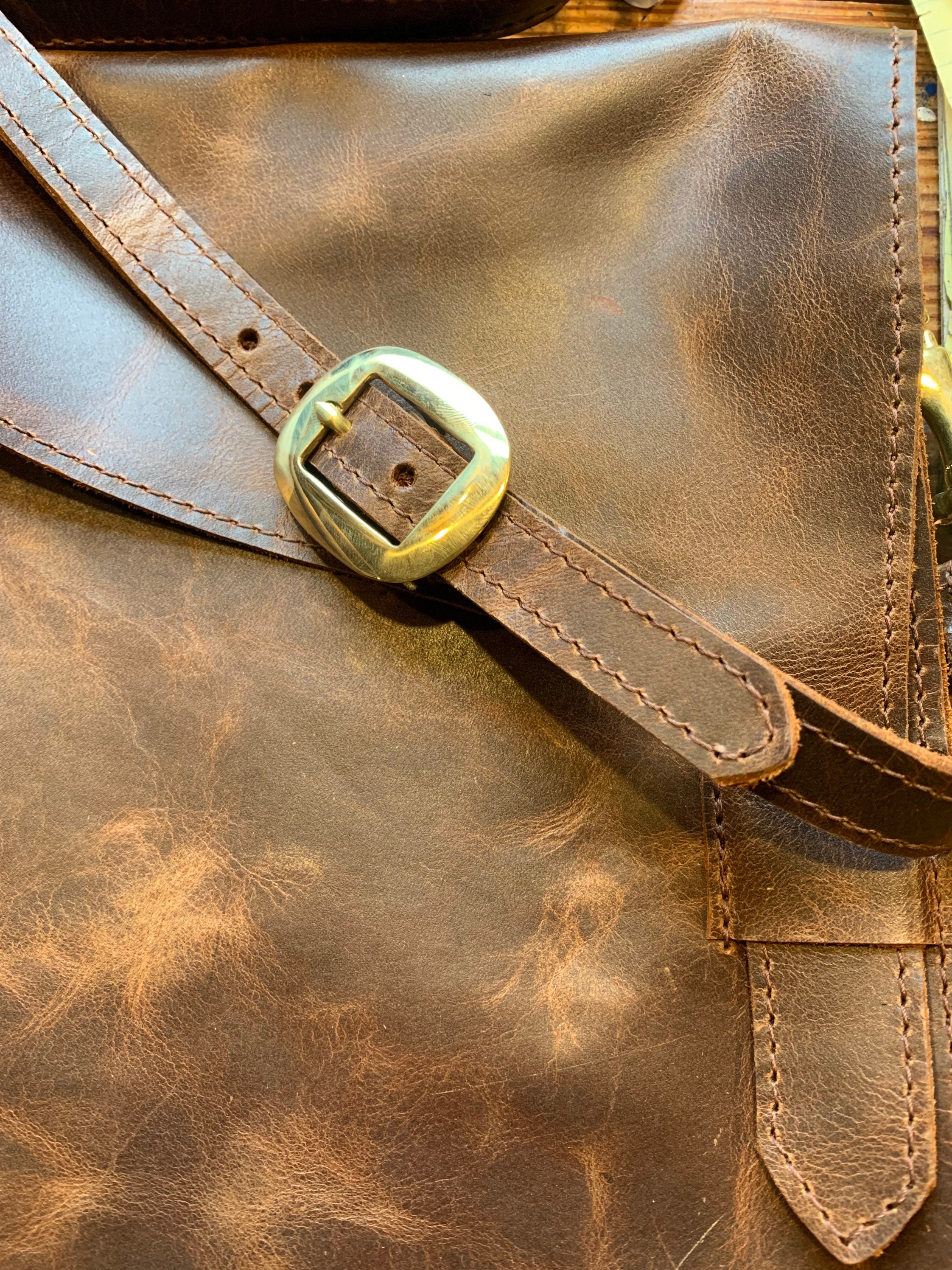 Leather Cross Body Messenger Bag / Satchel / in Deluxe Brown Oiled Leather